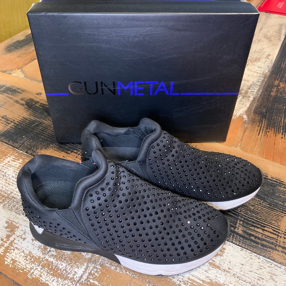 GUNMETAL Lupo Rhinestone Slip-on Sneaker Size 8